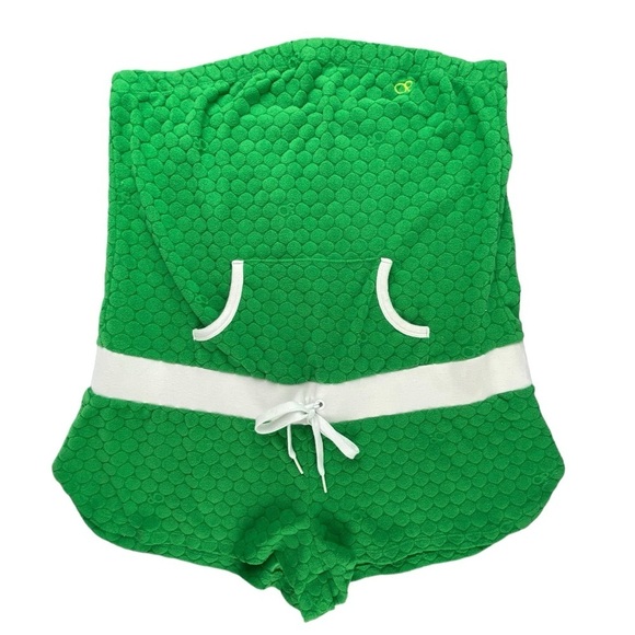 OP Ocean Pacific green and white hexagon terry textured romper swim coverup - Picture 1 of 9